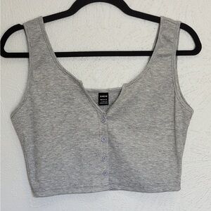 SHEIN Heather Gray Buttoned Crop Top